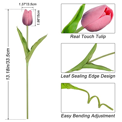 Beferr 18Pcs Tulips Artificial Flowers Faux Tulip Real Touch Tulip Fake Flowers Bouquets Arrangements for Mothers Day Spring Easter Wedding Home Table Decor - color: I-18pcs-6colors-colorful, size: 18PCS