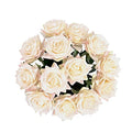 ZMZQ&flw Artificial Flowers Champagne Roses 12PCS, Real Touch Silk Flowers, Realistic Single Fake Flower with Individual Stems Leaves - color: Light Yellow 12pcs