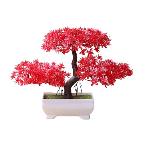Talent Star Artificial Bonsai Tree Juniper Faux Plants Indoor Small Fake Plants Decor with Pots for Home Table Office Desk Bathroom Shelf Bedroom Living Room Farmhouse Decorations Wedding Tabletop Red - color: Red