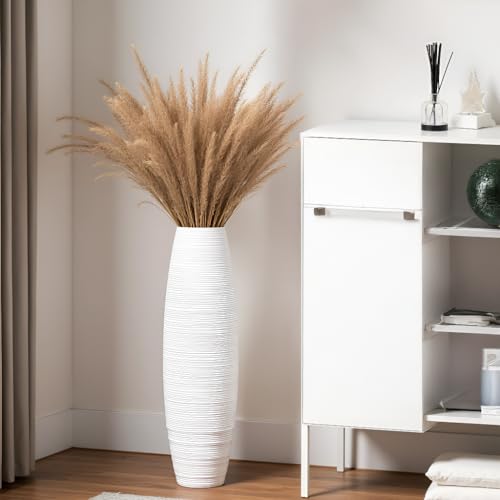 Tall Floor Vase, 27.5 inches (70cm, 2.3FT) Floor Vase Sturdy and Luxurious,Tall Vases for Country Home Decor, Living Room, Resin White Vases - color: White, size: 27.5 in