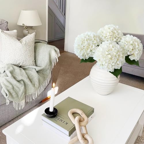 JINWOE White Hydrangea Artificial Flowers, 4Pcs 22" Large Lifelike Faux Silk Flowers, Full Fake Artificial Hydrangeas with Stems for Bouquet Table Centerpieces Home Outdoor - color: White