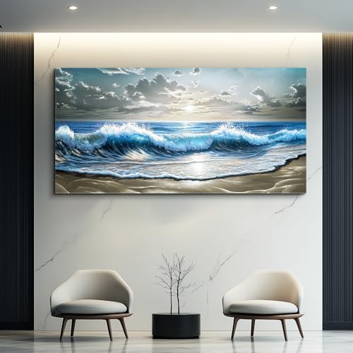 ZUITINGHUA Canvas Wall Art For Living Room Large Wall Decor For Office Bedroom Decorations Ocean Wave Landscape Pictures Beach Sunset Painting Artwork Room Wall Mural Aesthetic Home Decor 30x60 In - color: Ocean Wave Beach Sunset, size: 60"L x 30"W