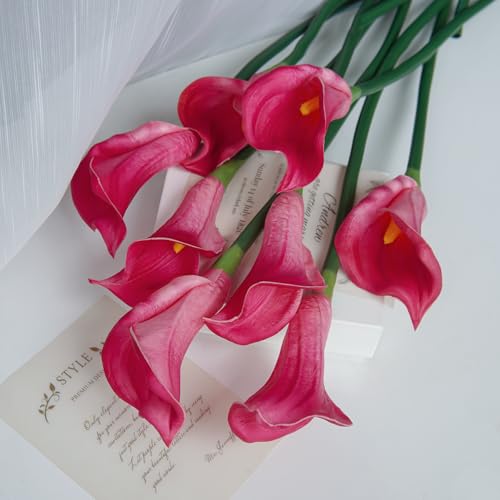 8 Pcs Calla Lily Artificial Flowers 26 Inch Lilies Flowers Floral Bouquet for Home Table Party Wedding Decor (Purple) - color: Purple