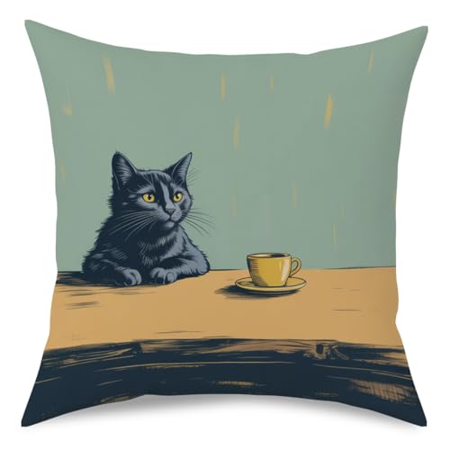 Fokongna Healed Cat Throw Pillow Covers 18 x 18 Home Decor, Art Deco Pillowcase Cushion Cover for Bed Sofa Living Room, Indoor and Outdoor use - color: Healed Cat