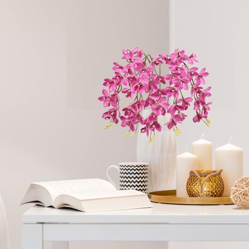 IPOPU 5 Pcs Pink Artificial Orchid Flowers 30.3” Latex Fake Orchid with Long Stem for Tall Vase Wedding and Engagement Centerpiece Arrangement Living Room Home Decor(Hot Pink) - color: Hot Pink