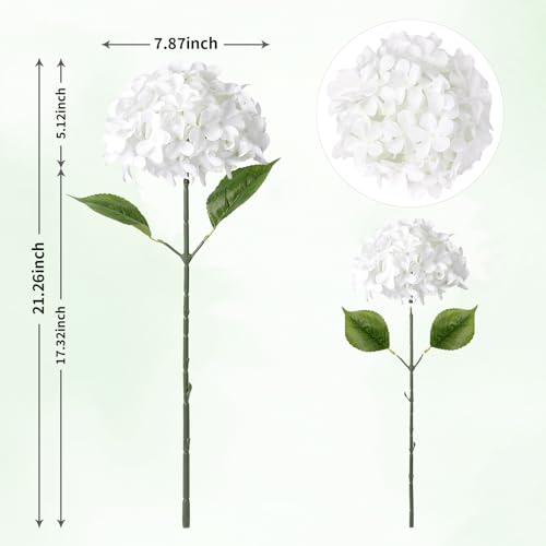 White Hydrangea Artificial Flowers 10pcs 22in Faux Hydrangea (10, white) | Bouquets Arrangement White Fake Flowers For Home Table Centerpieces Wedding Birthday Party Decoration - color: White