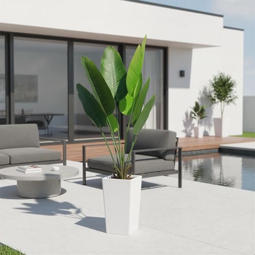 4.65 FT Artificial Large-leaved Banana Tree in Pot, Decorative Evergreen Tropical Areca Palm Plant, Fake Traveler's Banana Tree Tree, Indoor House Plants for Living Room Porch Entryway Office - size: 4ft 8in