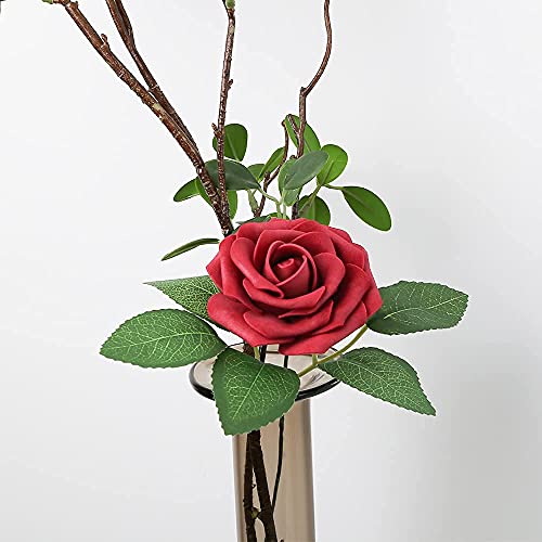 Fake Leaves for Roses Decorations, 80pcs Bulk Green Rose Leaves with Stems for DIY Wedding Bouquets Centerpieces Party Decorations Rose Vine Wreath Garlands Supplies - color: 80pcs Green