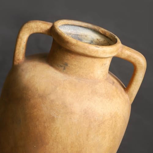 Large Ceramic Vase with 2 Handles, 11.41 inch Terracotta Rustic Farmhouse Vase for Home Decor, Wide Mouth, Living Room Shelf Decor, Enterway, Wedding, Table Decoration - color: 103-2-11.4in