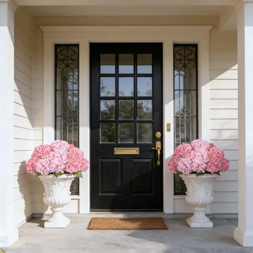 INXUGAO Artificial Flowers Fake Outdoor Hydrangea Bouquets with Long Stems, 3Pcs 18" Faux Pink Hydrangeas with Latex Real Touch for Outdoors, Wedding, Baby Shower and Party Decor - color: Pink