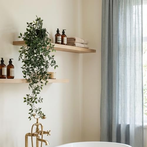 LOYWREE Small Artificial Hanging Mandala Plant with Pot Faux Plants Indoor Fake Small Potted Plant 28.7-in Long Faux Vine Shelf Decor Ideal for Indoor Outdoor Home Office Decoration (Black Pot) - color: Mandala, size: 1Pack