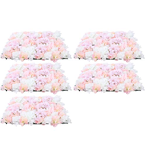 16"x 24" Artificial Flower Wall Panels,Flower Wall Mat Silk Flower Panels for Outdoor Garden Backyard Fence Fence Privacy Screen and Indoor Wall Decor (5Pcs Light Pink+White) - color: 5pcs Light Pink+white