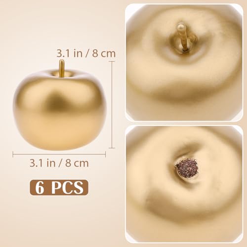 Gresorth 6 PCS Artificial Gold Apple Decorative Fake Apples Fruit Model Home Party Christmas Decoration - color: Gold Apple