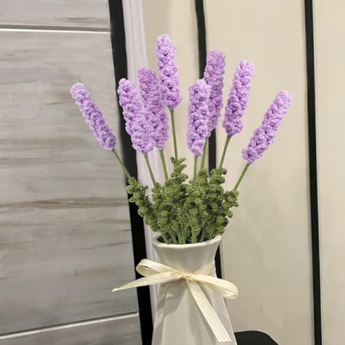 8 Pcs Crochet Flowers Bulk Lavender Crochet Flower Gifts Purple Handmade Crocheted Flowers Bouquet DIY Home Decor for Mother's Day Birthday Wedding Women Moms Wives Friends - color: Lavender-light Purple
