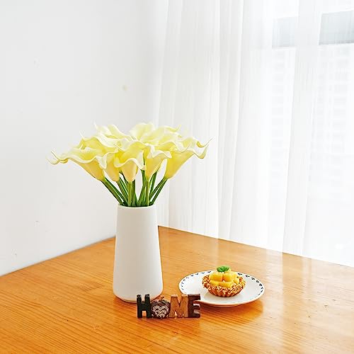 ONLY ART Artificial Cream Calla Lily 20pcs – 13.5" PU Faux Flowers with Flexible Stems, Soft Texture, for New Year and Valentine's Day Home, Wedding & DIY Decor - color: Cream