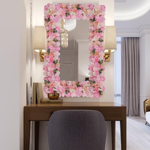 Wedding Arch Artificial Flowers Pink - 6Pack Faux Floral Swags Rose Silk Peony Realistic Arch Faux Plastic Arrangement for Romantic Wedding Wall Reception Ceremony Welcome Sign Decoration - color: Pink