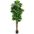 Goplus Fake Fiddle Leaf Fig Tree, 6FT Tall Artificial Tree Greenery Plants in Pots, Decorative Faux Trees for Indoor Home Office - size: 5ft 11in