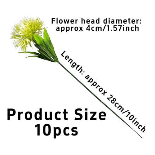 pson 10Pcs 11 Inch Artificial Dandelion Flowers, Faux Plastic Bouquets Shrubs for Home, Wedding, Garden, Party, Indoor/Outdoor Decoration(White) - color: White