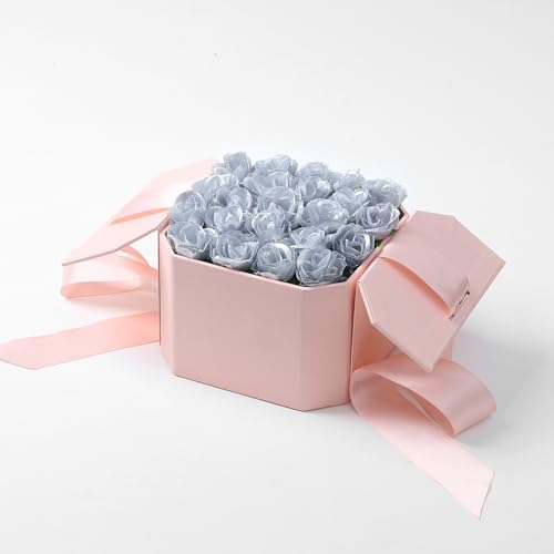 SITUMEIZI 100 Pcs 1.3 inches Mini Silver Rose Head Artificial Roses Fake Silk Silver Flower for Wedding Decor, Graduation Cap, Cake, DIY Flower Wall Mother's Day Home Party Decor - color: Silver