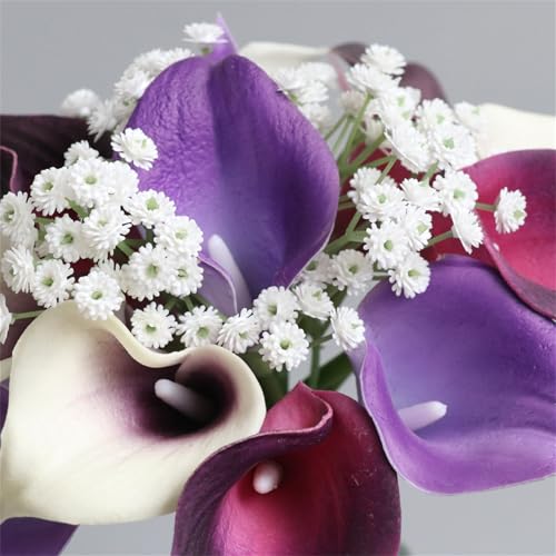 Wedding Bouquets for Bridesmaid Artificial Calla Lily Flowers Bouquets Bride Small Bouquets for Wedding Ceremony Anniversary Home Decoration Purple Small Bouquets - color: Purple Small Bouquets