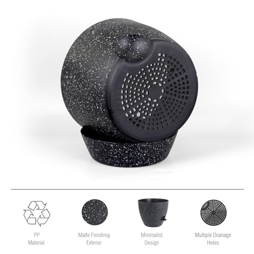 Meowell 12 inch Large Self Watering Pots for Indoor Outdoor Plants, Flower Plant Pots with Mesh Drainage Holes for Garden House Plants, Plastic Planters with Reservoir for Home Decor, Speckled Black - color: Speckled Black, size: 12inch B