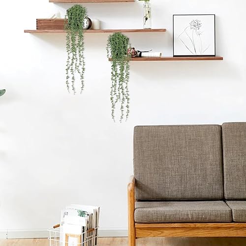 Jahe 2 Pcs String of Pearls Artificial Plants Indoor, Beaded Plant Succulents Plants Artificial, Fake Vines in Black Pots,Trailing Faux Plant for Living Room Bathroom Accessories Farmhouse Wall Decor