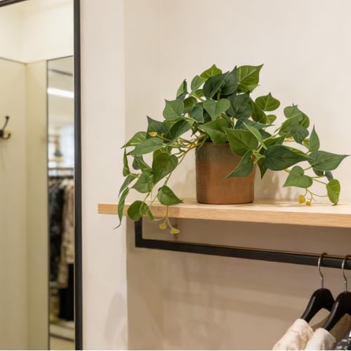 Artificial Plant Indoor Fake Pothos with Pulp Pot, Fuax Potted Plant for Home, Office, Desk, Shelf, Living Room, Bedroom&Balcony Décor(1PC Pothos 10inch) - size: 1PC Pothos 10inch