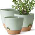 TYMENSH Plant Pots 12/10/9 Inch Set of 3, Self Watering Planters with Drainage Holes and Water Reservoir, Heavy Duty Plastic Flower Pots for Indoor Outdoor Plants, Green - color: Green