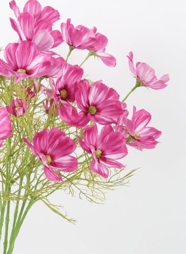 IPOPU Hot Pink Wildflowers Artificial Flowers 8Pcs Daisy Silk Flowers 40 Heads Faux Cosmos for Bouquet DIY Vase Living Room Bathroom Home Decor (Hot Pink) - color: Hot Pink)