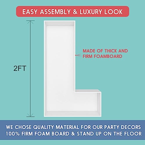 2FT Letter L Mosaic Balloon Frame Letter DIY Fillable Letters Kit for Birthday Party Wedding Backdrop Decor - color: Letter L, size: 2FT