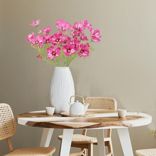 IPOPU Hot Pink Wildflowers Artificial Flowers 8Pcs Daisy Silk Flowers 40 Heads Faux Cosmos for Bouquet DIY Vase Living Room Bathroom Home Decor (Hot Pink) - color: Hot Pink)
