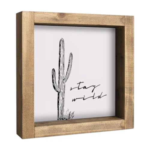Western Wall Decor, Cactus Wall Art, Wood Southwest Desert Sign, Southwestern Living Room Aztec Home Farmhouse Table Desk Shelf Boho Decorations - color: Cactus-W