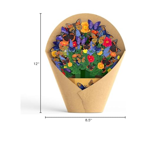 Lovepop Everyday Pop-Up Card for Her and Him - 3D Pop-Up Bouquet Greeting Cards for Men, Women - Lavender Butterfly - 12" x 8.5" Floral Bouquet - Blank Note Card Included - color: Brilliant Butterfly Bouquet