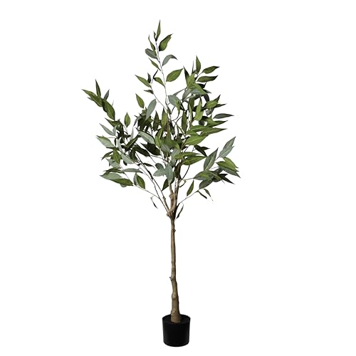 5FT Artificial Eucalyptus Tree,Modern Fake Eucalyptus Plant with Basket,Realistic Fake Potted Plant for Home Office Living RoomDecoration，(Indoor and Outdoor)