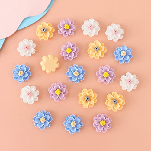 20Pcs Resin Flowers Cupcake Toppers 3D Multicolor Flowers Cake Topper for Bridal Shower Engagement Baby Shower Girls Birthday Wedding Anniversary Fairy Floral Party Table Decorations - color: Flower-3