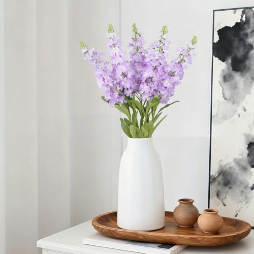 Light Purple Delphinium Artificial Flowers 5PCS Silk Flowers with Stems Snapdragon Long Stem for Tall Vase Home Wedding Centerpieces Decor (Light Purple) - color: Light Purple