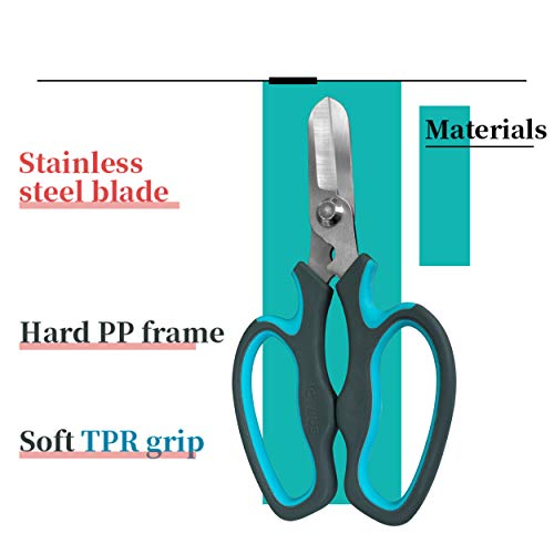 CYRUS Flower Scissors Floral Shears for Cutting Flowers,Garden Shears with Integrated Stab Remover,Florist Cutters Rose Snips,Blue - style: Blue