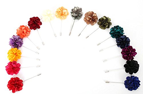 Flairs New York Gentleman's Essentials Premium Handmade Flower Lapel Pin Boutonniere - color: Daffodil Yellow [Camellia]