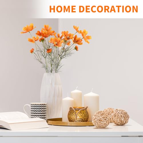 4PCS Artificial Wild Flower Fake Cosmos with Long stem Faux Silk Flowers for Wedding Bridal Bouquet Wreath Table Centerpiece Outdoor Decor (Orange)
