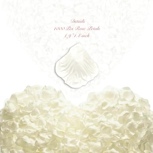 Pyrrhiax 1000Pieces Rose Petals, Artificial Flower Petals Fake Rose Petals for Romantic Night,Wedding,Proposal Anniversary Flower Decorations (Milky White) - color: Milky White, size: 1000pcs