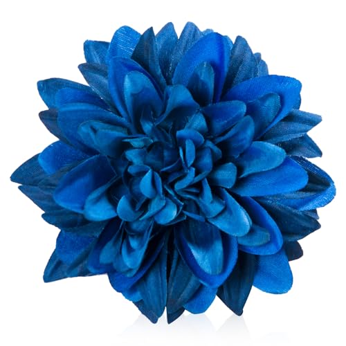 Fabric Flowers Heads for Craft, 15 Pcs Artificial Dahlias Flower Heads Bulk, 3.5 Inch Deep Blue Silk Flowers Heads Artificial Flowers for Home Wedding, Hat Decoration, DIY Wreath, Scrapbooking - color: Deep Blue