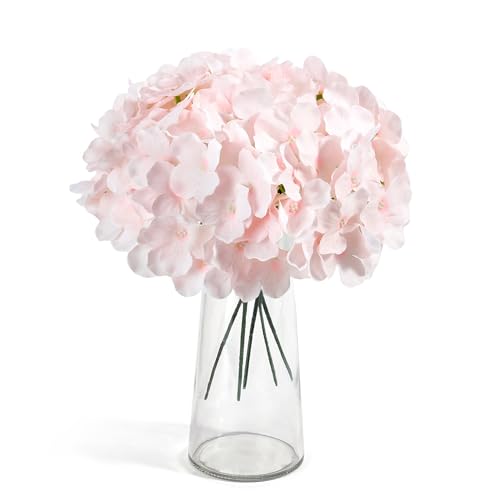 Auihiay 64pcs Hydrangea Artificial Flowers, Silk Hydrangea Heads with Stems, Pink Hydrangea Flowers for DIY Wedding Centerpiece Baby Shower Home Party Decor (Pink) - color: Pink