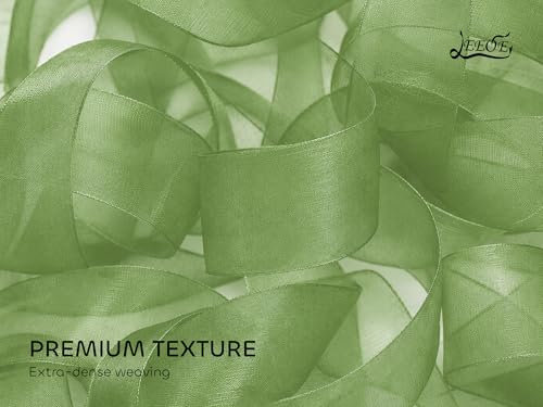 Light Green Organza Ribbon 1-1/2 inch x 50 Yards Sheer Chiffon Ribbon for Gift Wrapping Wedding Invitations Party Decoration Bridal Bouquets Crafts - color: Light Green, size: 1-1/2" X 50 Yards