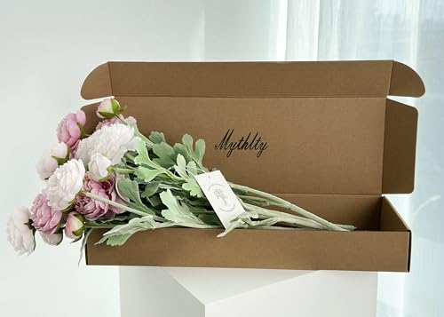 7 Stems Ice Pink & Opal Pink Artificial Ranunculus Flowers, Silk Fake Ranunculus with Adjustable Fuzzy Stems for Home Wedding Party Decor, Silk Flowers for Home Table Centerpiece Office Decoration - color: Ice Pink & Opal Pink