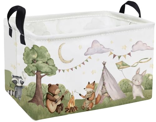 Essme Rectangular Animal Basket,Camping Baskets Empty with Handles,Cute Baskets for kids Room Decor,Boys and Girls, Gift Basket,(Camping animal) - color: Camping animal