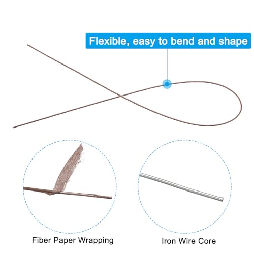 PATIKIL 22 Gauge 14" Floral Stem Wire, 50 Pcs Paper Wrapped Iron Artificial Flower Stem Accessories for DIY Bouquet Stem and Craft Decoration, Brown - color: Brown