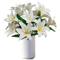 Ivory White Lilies Artificial Flowers,6 Pcs Faux Lily Flowers,23 Inch Long Stem Tiger Lily Branch with 3 Full Blooms and 4 Leaves, Latex Real Touch Lilium Flower for Wedding Bouquet - color: Ivory