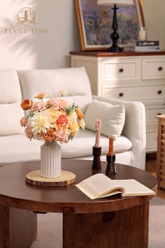 TINGE TIME Fake Flowers Artificial Flowers Peonies Bulbous Chrysanthemum Daisy Hydrangea Sunflower Violets Dahlia Daffodils Epiphyllum Orchid Cherry Blossom Camellia Leyaron (Blush & Champagne) - color: Blush & Champagne