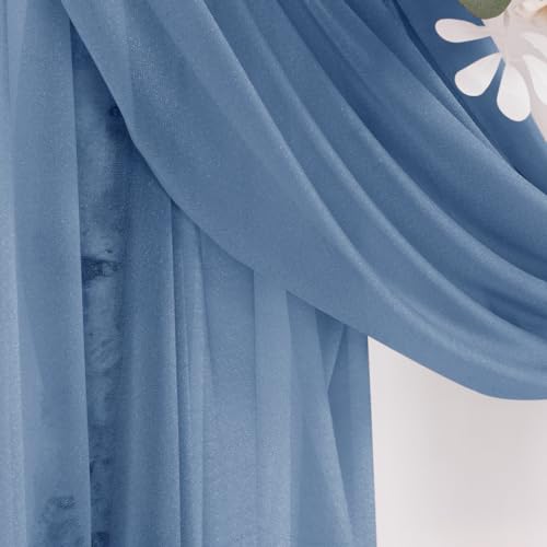 DeZerlor Wedding Arch Draping Fabric 29" x 20 FT Drapes for Backdrop Sheer Curtains for Romantic Bridal Baby Shower Decorations Ceremony Birthday Party Outdoor Events, Dusty Blue - color: Dusty Blue