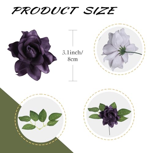 IPOPU 25PCS Artificial Gardenia Flowers Purple&Lilac Foam Gardenia Flowers Real Looking Fake Rose Heads for Wedding Bouquet Bridal Shower Party Home Floral Arrangements(Purple&Lilac) - color: Purple&lilac